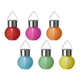 Lumineo Farolillo rond solaire, couleurs assorties, Ø7 x 9,5 cm