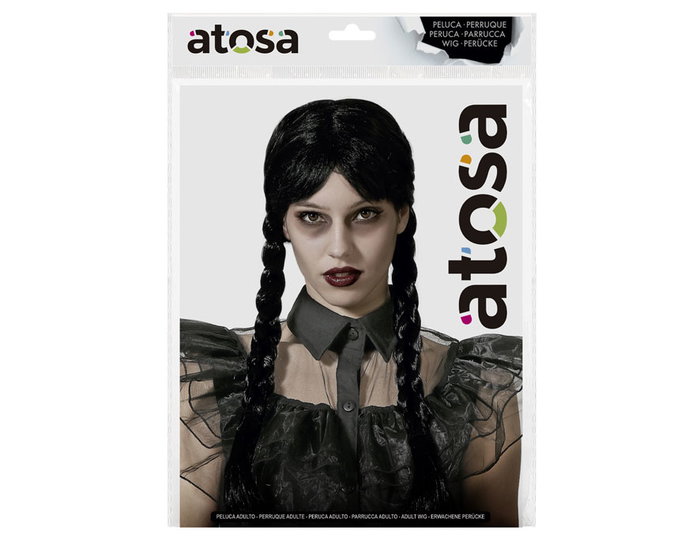 Perruque Brunette Avec Deux Tresses 180 g pour Déguisements Éthniques ou d'Époque - Idéale Carnaval, Théâtre