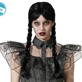 Perruque Brunette Avec Deux Tresses 180 g pour Déguisements Éthniques ou d'Époque - Idéale Carnaval, Théâtre