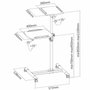 Techly Chariot mobile universel ajustable pour ordinateur portable et projecteur, avec plateaux pivotants et 4 roues, blanc