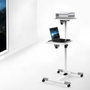 Techly Chariot mobile universel ajustable pour ordinateur portable et projecteur, avec plateaux pivotants et 4 roues, blanc