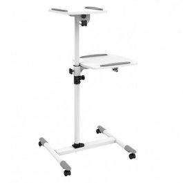 Techly Chariot mobile universel ajustable pour ordinateur portable et projecteur, avec plateaux pivotants et 4 roues, blanc