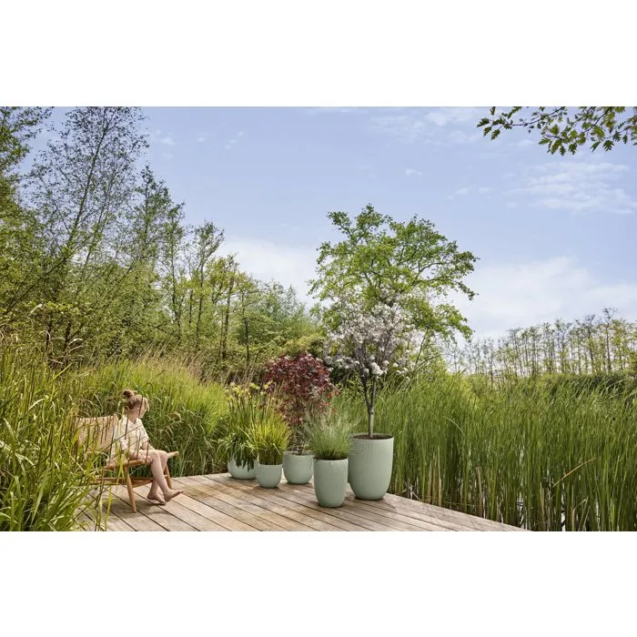 ELHO Sereh Haut 30 - Pot de fleur haut 22 L, Vert - Pour balcon, intérieur et extérieur - 30 x 29.5 x 41 cm - En plastique 100% recyclé