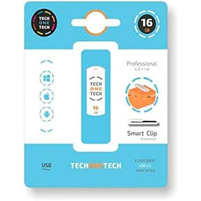 Clé USB Tech One Tech Pro Smart Clip Blanc 16 GB