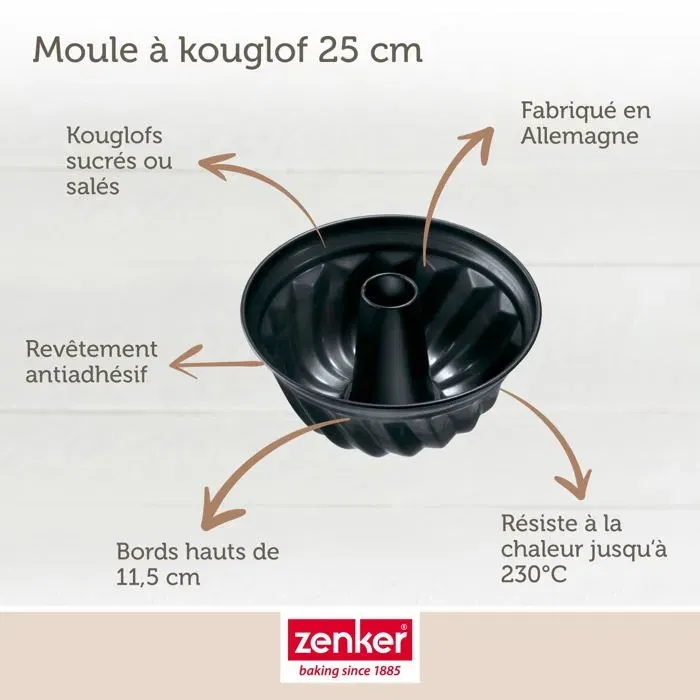 Zenker - Ensemble de 2 Moules à Pâtisserie (Kouglof 25 cm et Savarin 28 cm) en Acier Antiadhésif Noir pour Four Traditionnel Jusqu'à 230°C Zenker - Ensemble de 2 Moules à Pâtisserie (Kouglof 25 cm et Savarin 28 cm) en Acier Antiadhésif Noir pour Four Traditionnel Jusqu'à 230°C