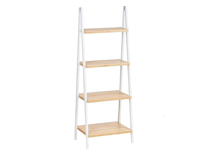 Berilo Étagère Escalier 4 Niveaux Bambou Blanc Naturel Pin 112x30x109 cm