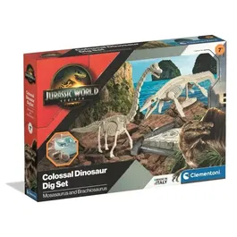 Clementoni - Jurassic World - Coffret de Fouilles Archéologiques - Dinos Mosasaurus et Brachiosaurus