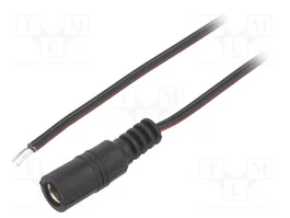BQ CABLE Câble d'alimentation DC plat noir 2m, 2x0,35mm2, DC 5,5/2,5 socle