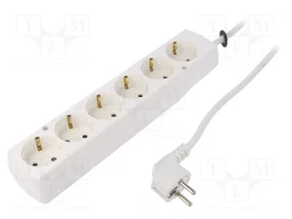 JONEX Rallonge réseau H05VV-F 3m, 6 prises, blanc