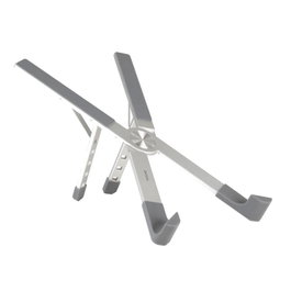 Tooq TQLRS0036-AL Support Pliable pour Ordinateur Portable 11-17,3 Pouces – Aluminium, 5 Niveaux d'Inclinaison, Base Antidérapante (Argent)