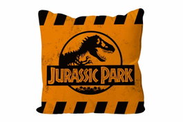 Sd Toys Coussin carré Jurassic Park logo Caution orange