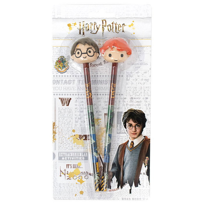 BLUE SKY STUDIOS Ensemble de 2 Stylos avec Gomme en forme 3D Harry Potter - Taille: 25.5x12.5x2.5 cm