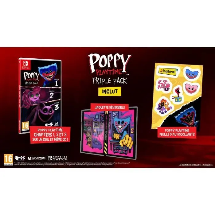 Just For Games Poppy Playtime Triple Pack - Jeu Nintendo Switch - Collection de 3 Aventures d'Énigmes et d'Horreur