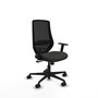 Chaise Mardos Synchro 4 positions tissu Noir Base en nylon noir Accoudoir 1D Sans appui-tête Roulettes 65mm nylon