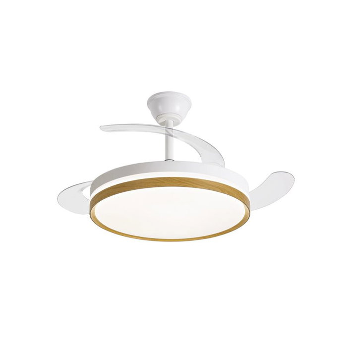 DAEWOO Ventilateur de plafond rétractable design bois, moteur 30W et LED 36W, avec application