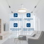 DAEWOO Ventilateur de plafond rétractable design bois, moteur 30W et LED 36W, avec application