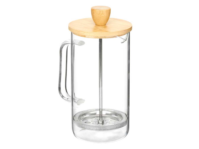 Vivalto Téière en Borosilicate avec Couvercle en Bambou 600 ml - 13 x 19 x 9 cm (Set de 8)