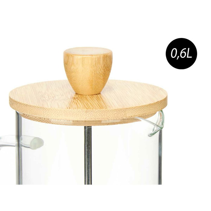VIVALTO Théière en Borosilicate avec Couvercle en Bambou 600ml