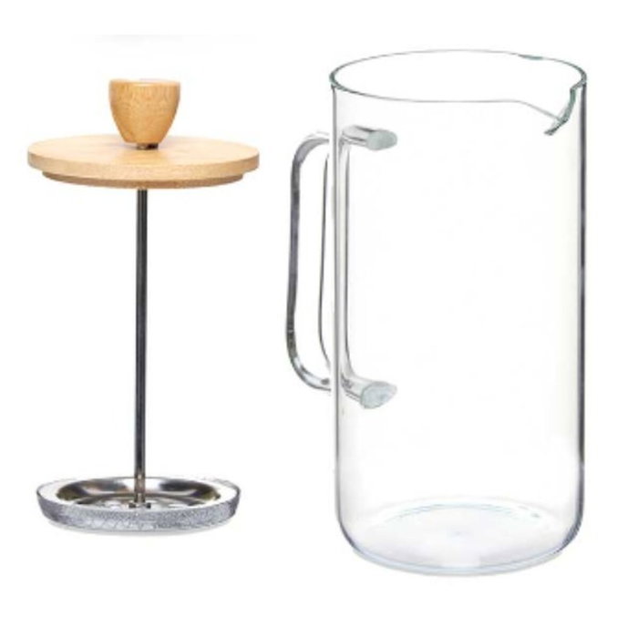 VIVALTO Théière en Borosilicate avec Couvercle en Bambou 600ml