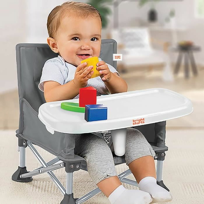 Bright Starts Rehausseur Pop 'N Sit Gris, Évolutif et Pliable Bright Starts Rehausseur Pop 'N Sit Gris, Évolutif et Pliable