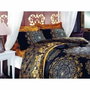 Parure de couette Noir, Jaune, Beige et Marron - 220 x 240 cm - 3 pièces