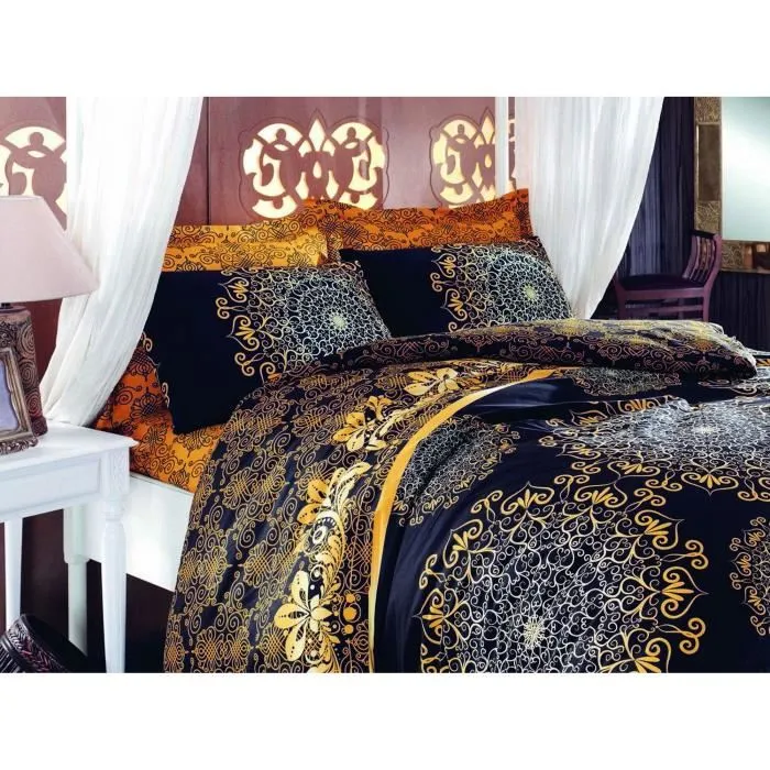 Ensemble de Lit - Housse de Couette 220 x 240 cm + 2 Taies d'Oreiller 60 x 60 cm - Coton Renforcé 100% - Couleurs Noir, Jaune, Beige, Marron Ensemble de Lit - Housse de Couette 220 x 240 cm + 2 Taies d'Oreiller 60 x 60 cm - Coton Renforcé 100% - Couleurs Noir, Jaune, Beige, Marron