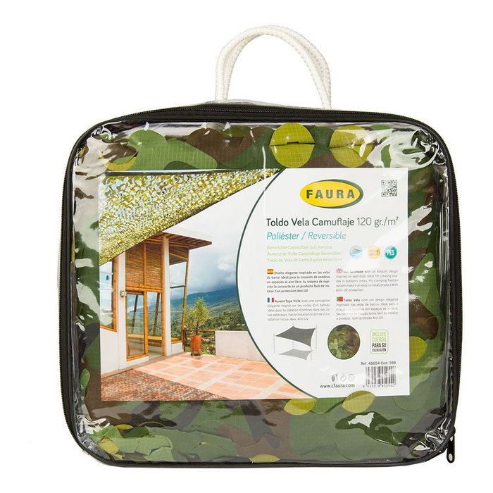 Faura Told de camouflage réversible militaire 3 x 4 m, polyester, anti-UV, avec anneaux