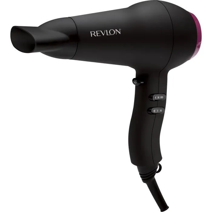 Revlon RVDR5823E3 - Sèche-cheveux 2000W, Ionisant, 3 Niveaux de Chaleur, 2 Niveaux de Vitesse, Air Froid, Design Noir et Violet