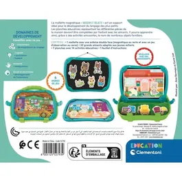 CLEMENTONI - Mallette magnétique éducative Mots et Objets - Jeu d'apprentissage vocabulaire et logique - Pour enfants dès 2 ans