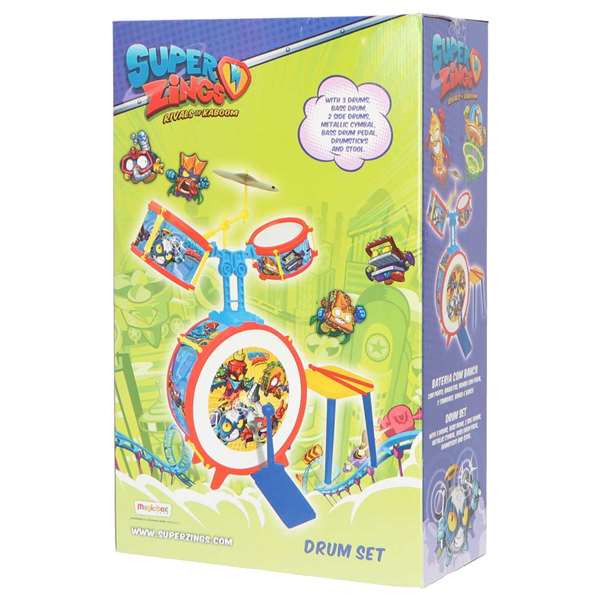 Reig Bateria Superzings avec tabouret pour enfants - Jouet musical, dimensions 75x50x54 cm, a partir de 3 ans