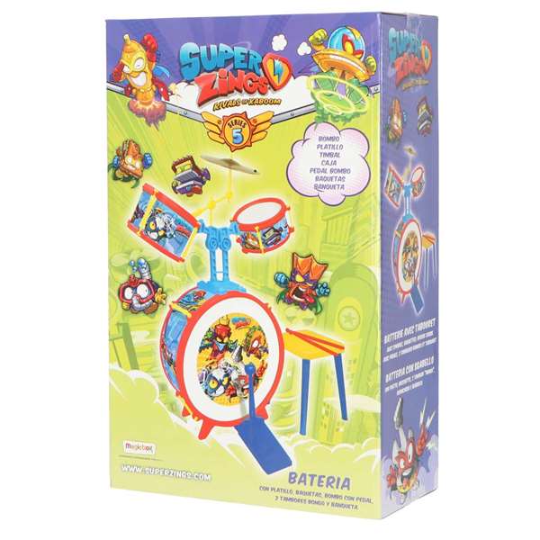 Reig Bateria Superzings avec tabouret pour enfants - Jouet musical, dimensions 75x50x54 cm, a partir de 3 ans