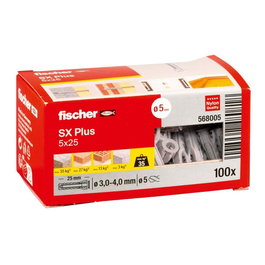 Fischer Taco SX Plus 5 x 25 mm, Gris, 100 pièces