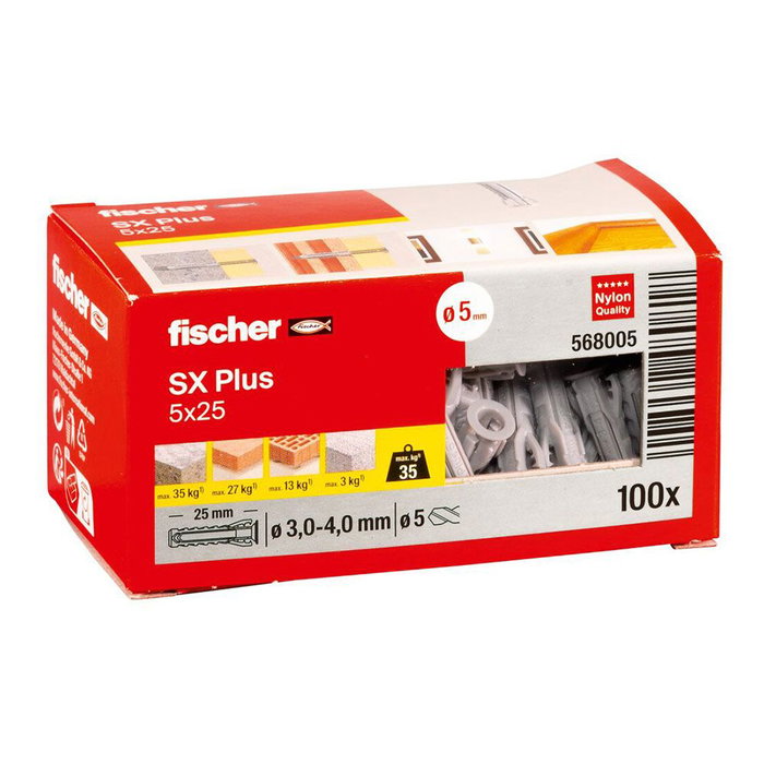 Fischer Cheville SX Plus 5x25 mm, Lot de 100 unités