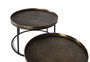 GINER Y COLOMER - Lot de 2 tables basses design en métal noir avec plateau aluminium finition bronze, pieds antidérapants, dimensions 75 et 65 cm de diamètre