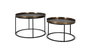 GINER Y COLOMER - Lot de 2 tables basses design en métal noir avec plateau aluminium finition bronze, pieds antidérapants, dimensions 75 et 65 cm de diamètre