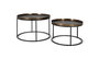GINER Y COLOMER - Lot de 2 tables basses design en métal noir avec plateau aluminium finition bronze, pieds antidérapants, dimensions 75 et 65 cm de diamètre