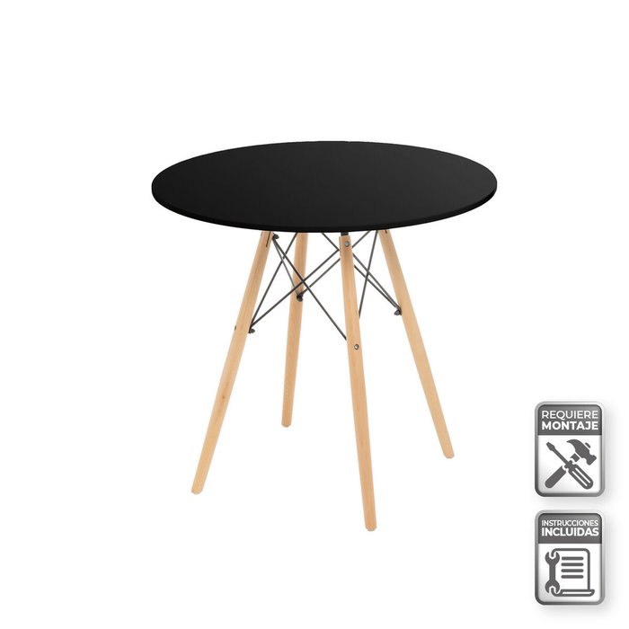 BigBuy Home Table Ronde Noir et Naturel BigBuy Home Table Ronde Noir et Naturel