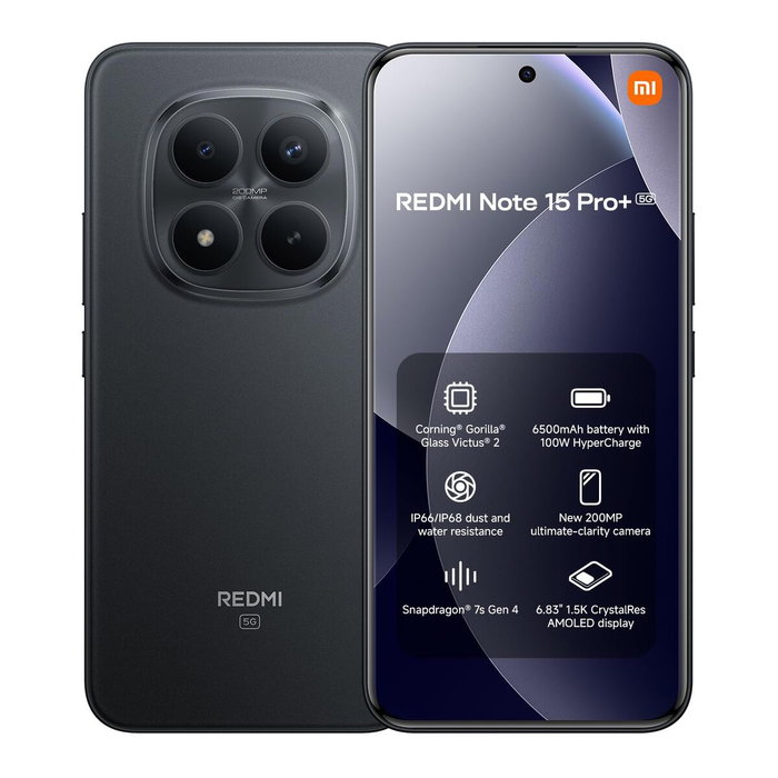 Smartphone Xiaomi Redmi Note 15 Pro+ 6,83" Octa Core Qualcomm Snapdragon 7s Gen 4 12 GB RAM 512 GB Noir Smartphone Xiaomi Redmi Note 15 Pro+ 6,83" Octa Core Qualcomm Snapdragon 7s Gen 4 12 GB RAM 512 GB Noir