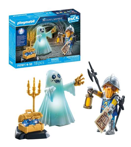 Playmobil 71797 Starter Pack - Fantôme et Chevalier Novelmore - Jouet de construction avec LED et trésor - Pour enfants dès 4 ans