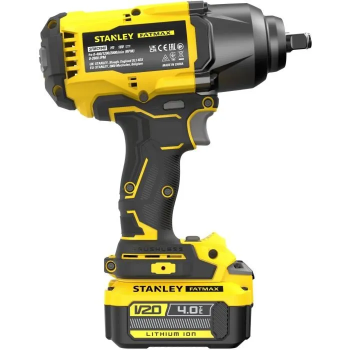 Stanley Fatmax Boulonneuse à choc sans fil 18V SFMCF940M1-QW Brushless 950Nm avec batterie 4Ah et chargeur - Outil 1/2"