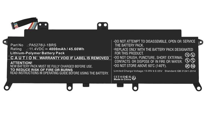 CoreParts Batterie pour Toshiba Portege X30, Tecra X40, 45.60Wh 11.4V 4000mAh, Noir CoreParts Batterie pour Toshiba Portege X30, Tecra X40, 45.60Wh 11.4V 4000mAh, Noir