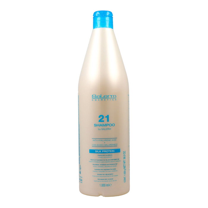 Salerm Shampooing Revitalisant à l'Acide Hyaluronique et Vitamine E - Réparation Intense des Cheveux Secs et Abîmés - 1000 mL Salerm Shampooing Revitalisant à l'Acide Hyaluronique et Vitamine E - Réparation Intense des Cheveux Secs et Abîmés - 1000 mL