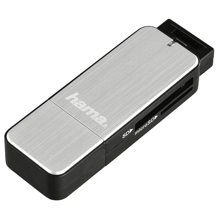 Hama Multi Lecteur USB 3.0 SD/microSD Alu noir/argent Hama Multi Lecteur USB 3.0 SD/microSD Alu noir/argent
