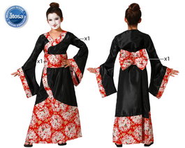 BigBuy Carnival Déguisement Geisha pour Enfant - Noir et Rouge