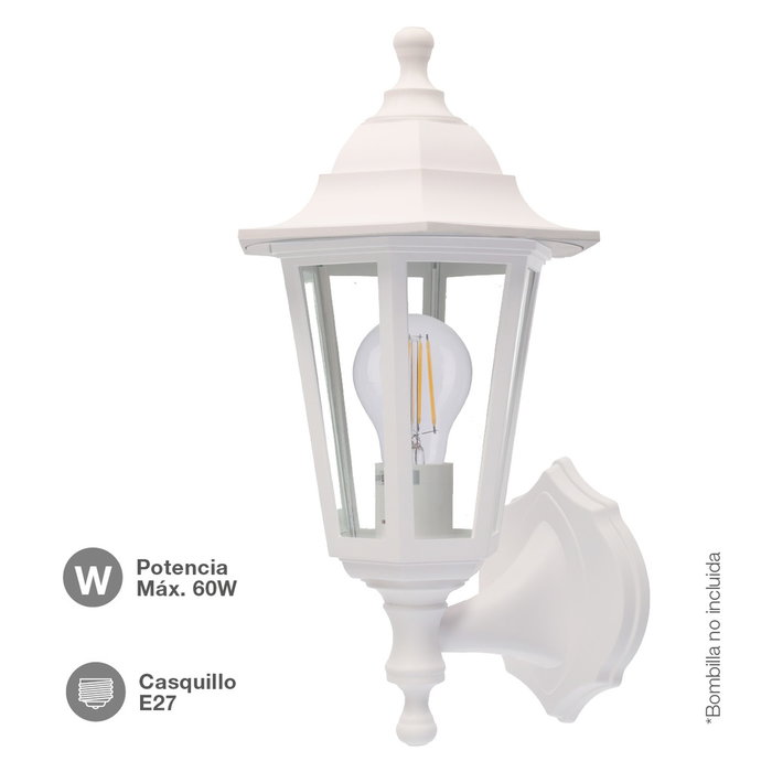 GSC Evolution Farol de jardín Serie Bagan blanc, bras réversible, E27, IP44 GSC Evolution Farol de jardín Serie Bagan blanc, bras réversible, E27, IP44