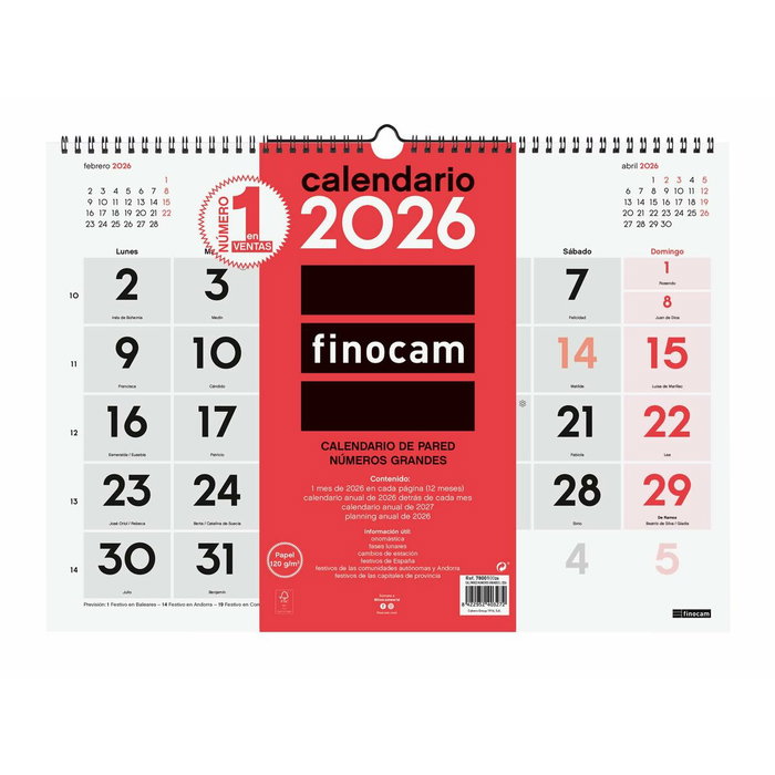 calendrier mural Finocam Papier 43 x 31 cm calendrier mural Finocam Papier 43 x 31 cm