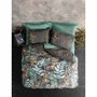 BigBuy Home Parure de lit Satin King Menthe, Anthracite et Marron