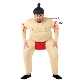 Déguisement Sumo Homme Adulte Taille M-L Rouge - Costume de lutteur japonais avec remplissage et bretelles en polyester