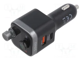 SAVIO Transmetteur FM noir avec microSD, USB A et USB C