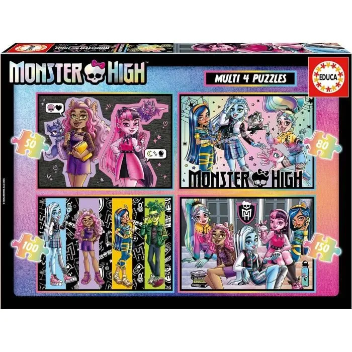Educa - 4 Puzzles Progressifs Monster High avec 50, 80, 100 et 150 Pièces - Jeu Éducatif et Amusant pour Enfants Educa - 4 Puzzles Progressifs Monster High avec 50, 80, 100 et 150 Pièces - Jeu Éducatif et Amusant pour Enfants